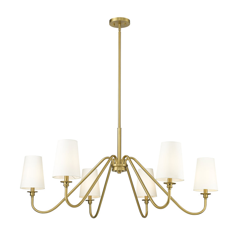 Lustre à intensité variable en acier 6 lumières Sujal, Or, H 20,75 po x l 46,25 po x P 46,25 po