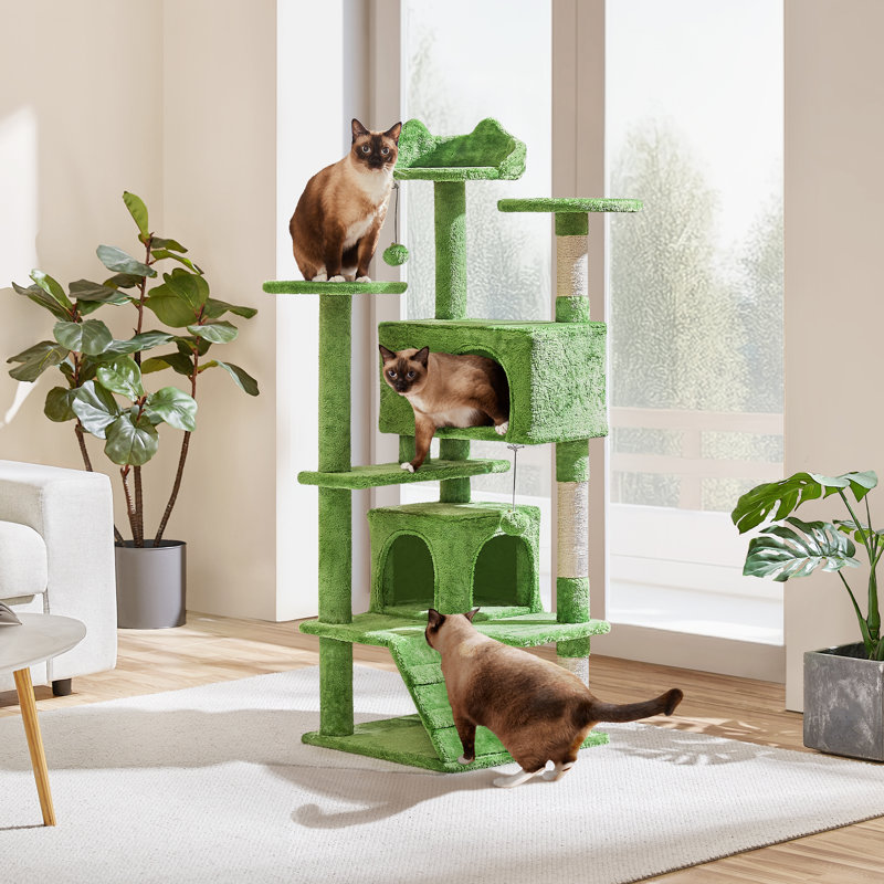 Meuble pour chat avec poteau à griffer pour chat Dagenham, H 54 po x l 20 po x P 20 po, Vert