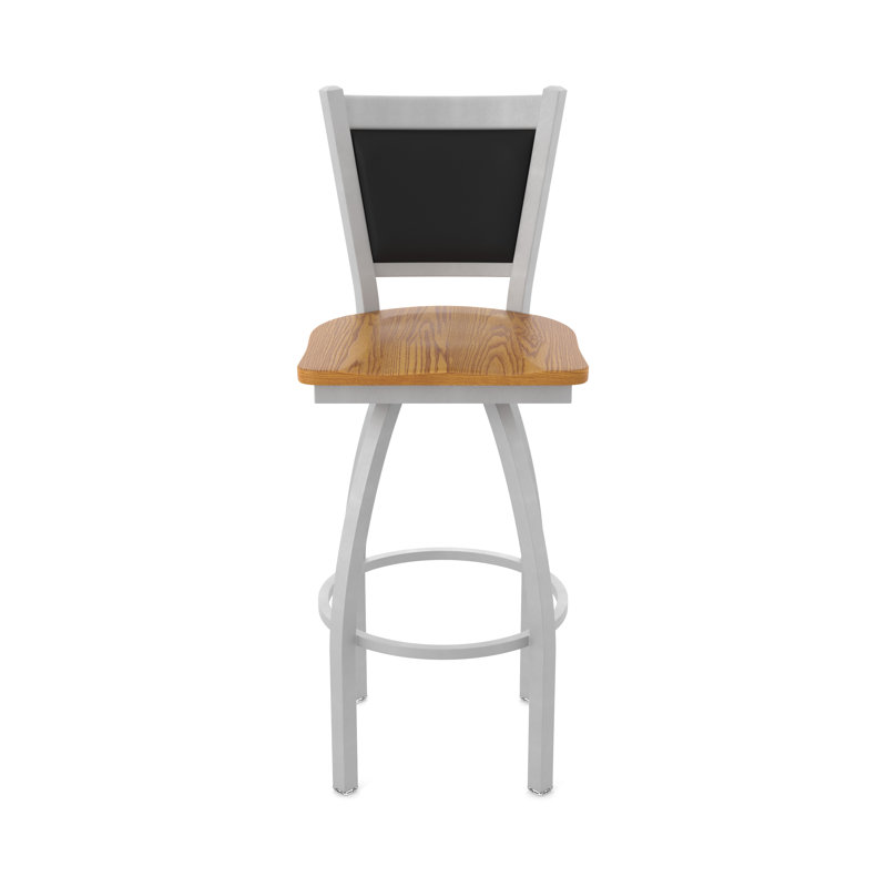 Tabouret pivotant Hadleigh, Nickel anodisé, Chêne moyen, Tabouret de bar (siège d'une hauteur de 36 po)