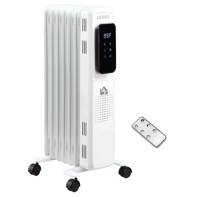 HomCom 1500 Watt 4830 BTU Electric Radiator Space Heater with Adjustable Thermostat , Remote Included and with Digital Display
