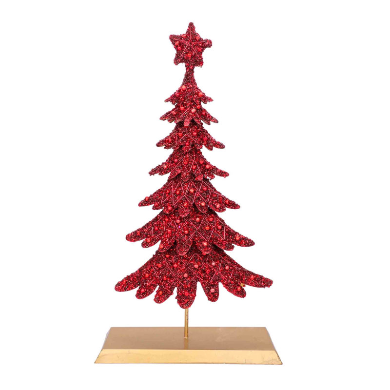 Arbre de table de Noël Dickens, Rouge/doré