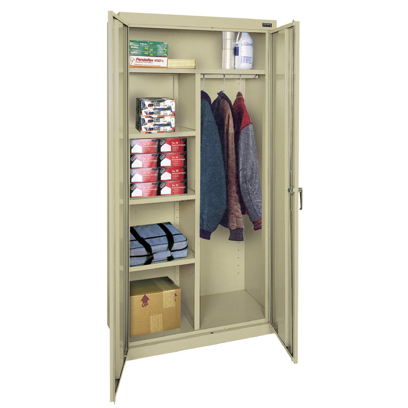 Classic Plus Sandusky Lee Classic 36" L x 18" W x 72" H Steel Garage Storage Cabinet by Sandusky, Putty