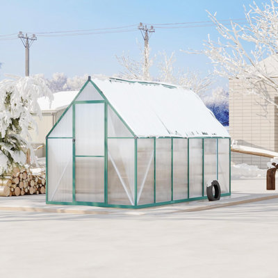 Green House 6x11 ft Aluminum Large Walk-in with Polycarbonate Panels | Outdoor Greenhouse with Ventilation, Rain Gutter, and Lockable Door | Durable Frame for All-Season Gardening, Quick Setup Design