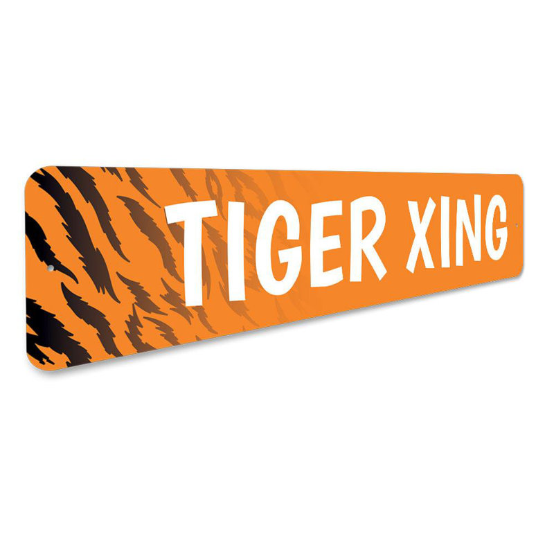 Plaque en aluminium Tiger Crossing, H 4 po x l 18 po x P 0,04 po