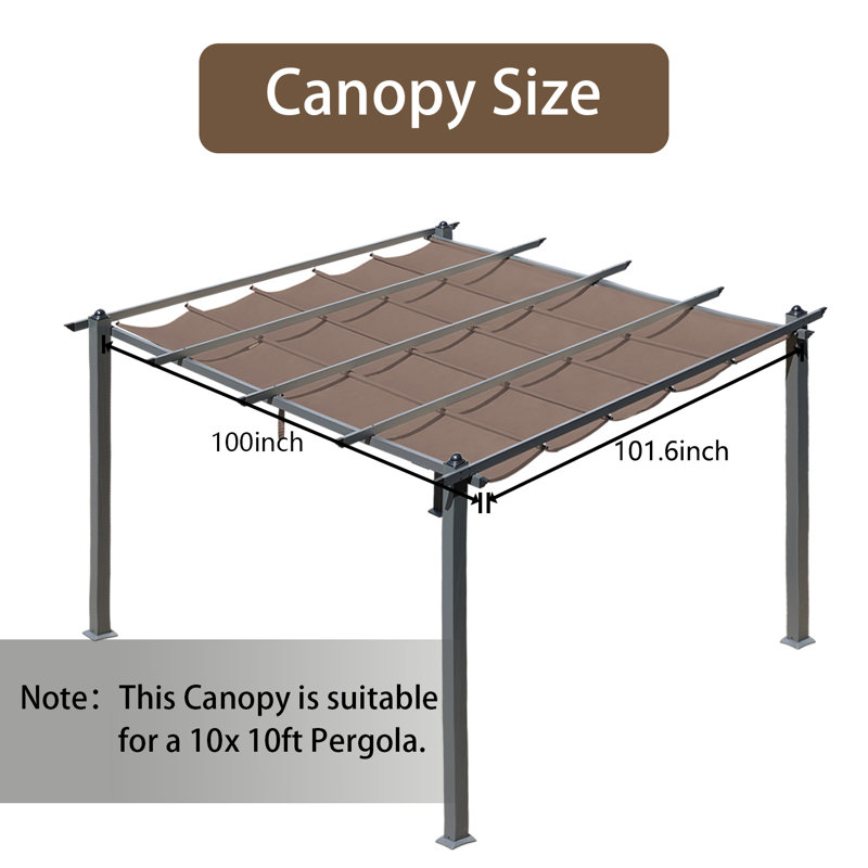 Aoodor Polyester Replacement Canopy for Pergola, 10' x 10'