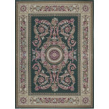Hand-Knotted High-Quality Green and Brown Area Rug