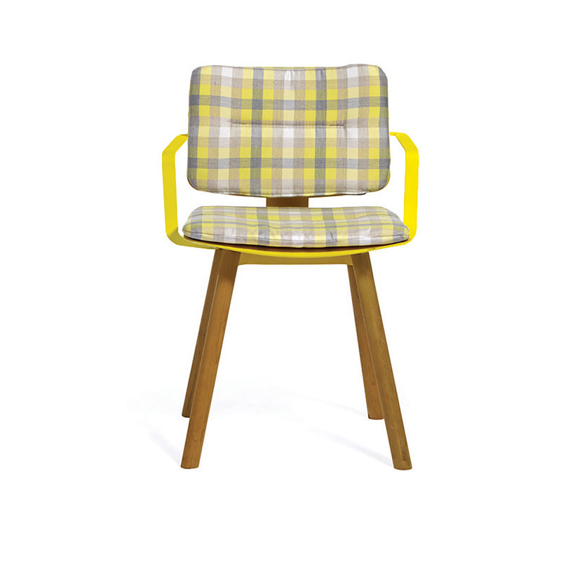 Coco Outdoor Dining Armchair, White/Faux Teak,  Canvas Natural