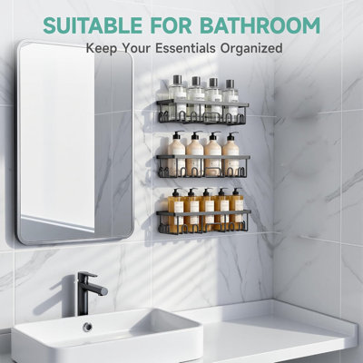 Shower Caddy Adhesive, Rustproof Shower Organizer, Wall Shower Rack