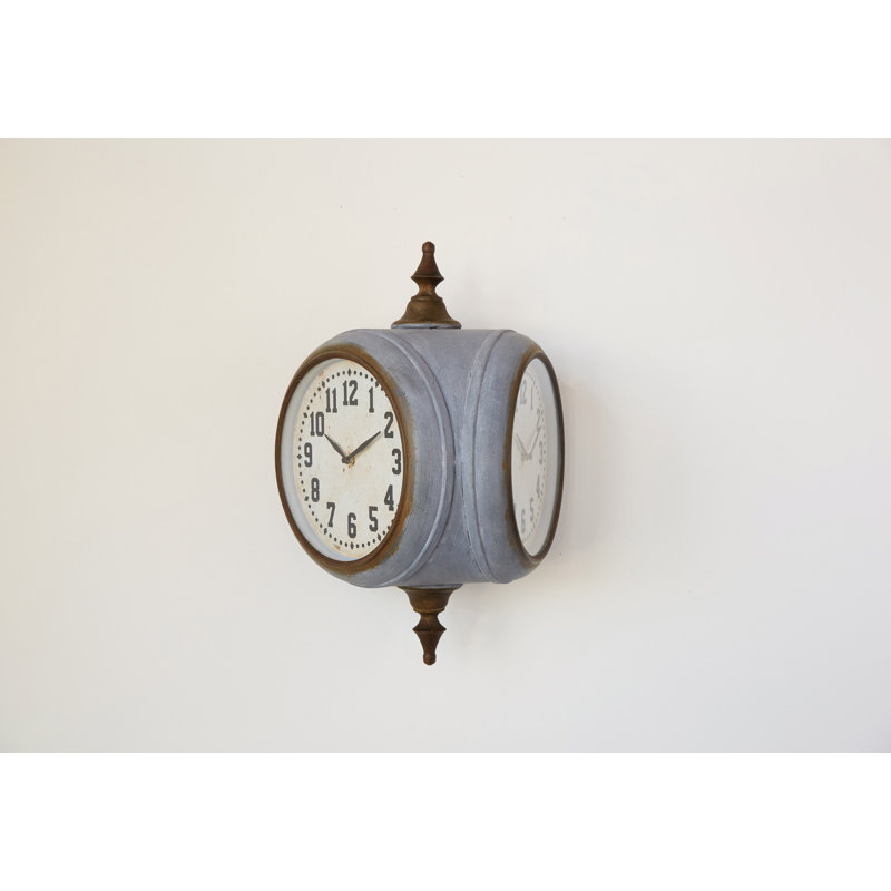 Camptown Decorative Metal Double Sided Wall Clock with Distressed Finish