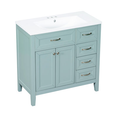 Armoire de salle de bain 36 po avec lavabo 36 po avec tiroirs, structure solide et panneau de fibres à densité moyenne