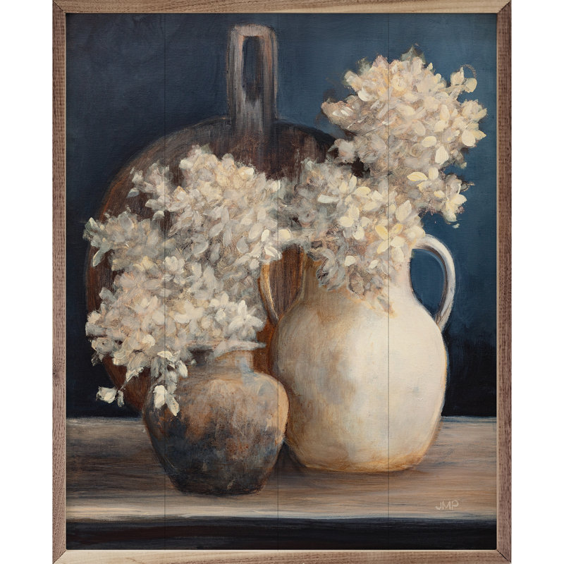 Hortensias dorés I blanc par Julia Purinton, H 10 po x l 8 po