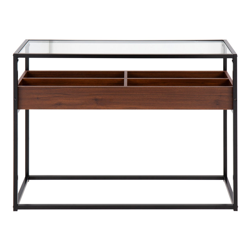 Display Contemporary Console Table in Metal, Wood, and Clear Glass by LumiSource, Black/Browm