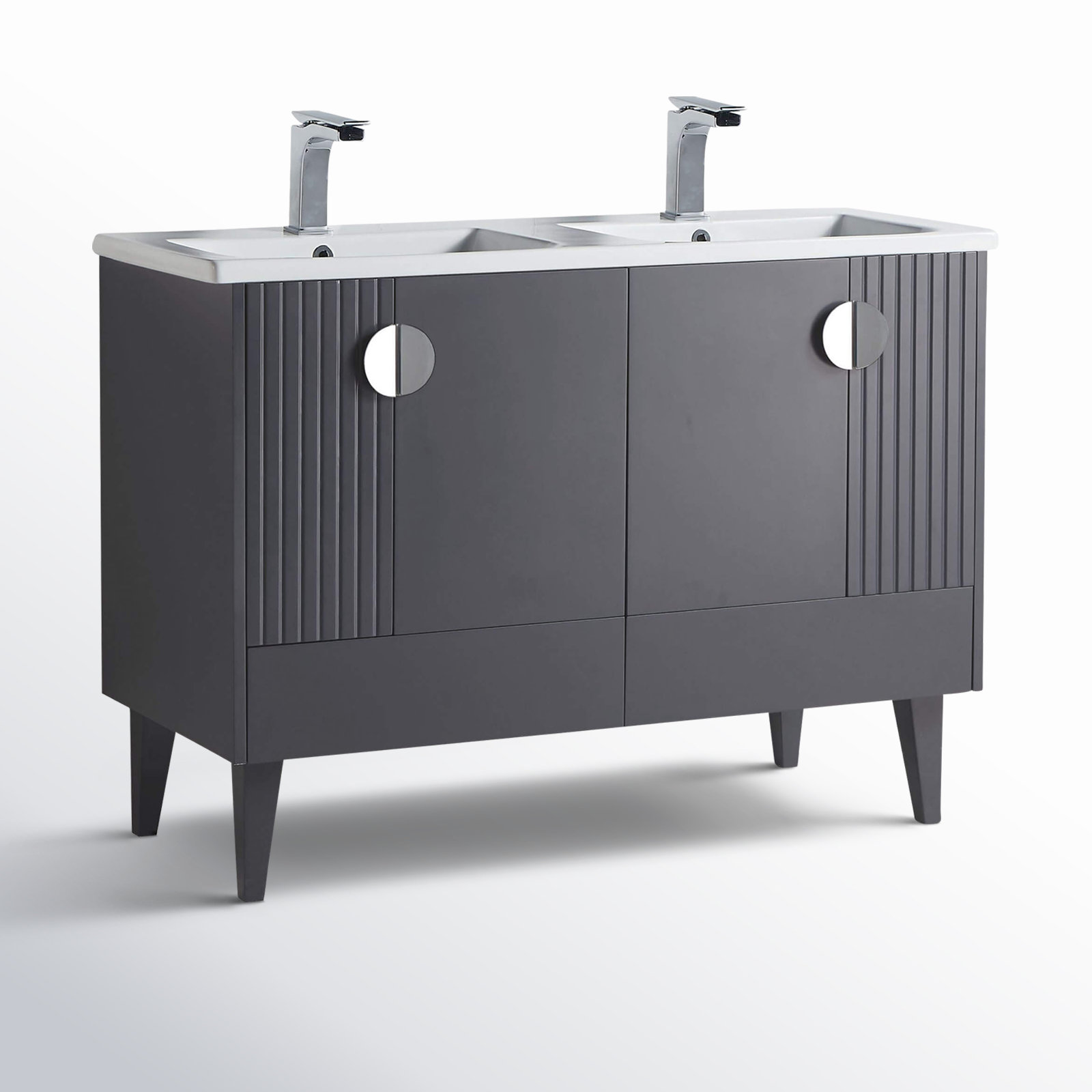 Saimah 47.25'' Double Bathroom Vanity, Rock Gray, Polished Chrome