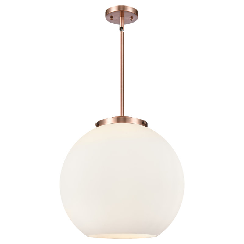 Luminaire suspendu sphère 3 lumières DEL Athens, Cuivre antique, Blanc mat, H 16,38 po x l 15,75 po x P 15,75 po