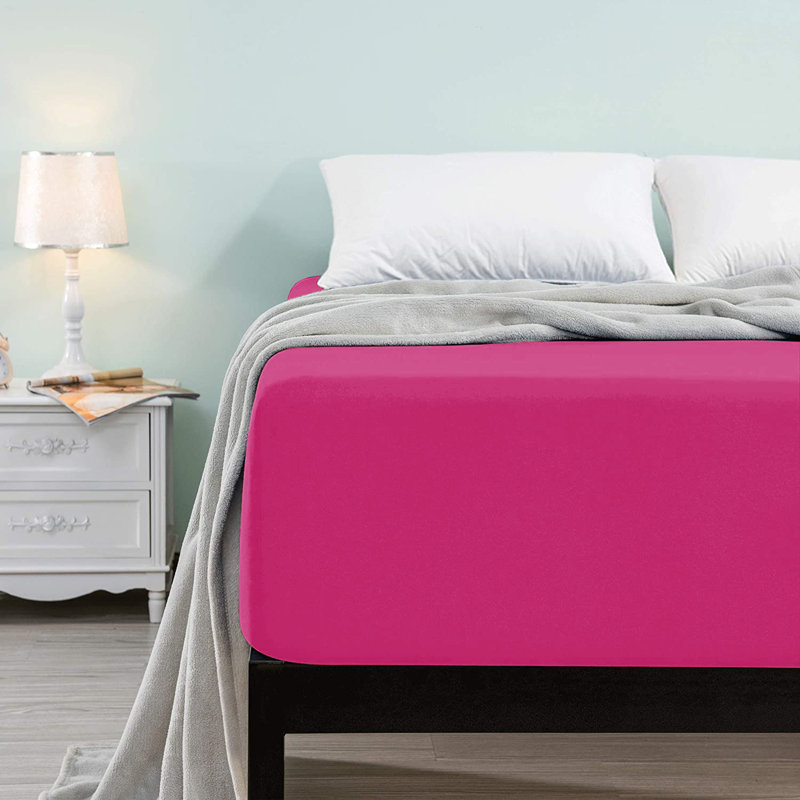 Microfiber Brushed Deep 40cm Fitted Bed Sheet, Kingsize (5'), Pink