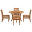 5 Piece Teak Wood Outdoor Patio Dining Set Including 47" Round Sun Table With 4 Abaco Side Chairs