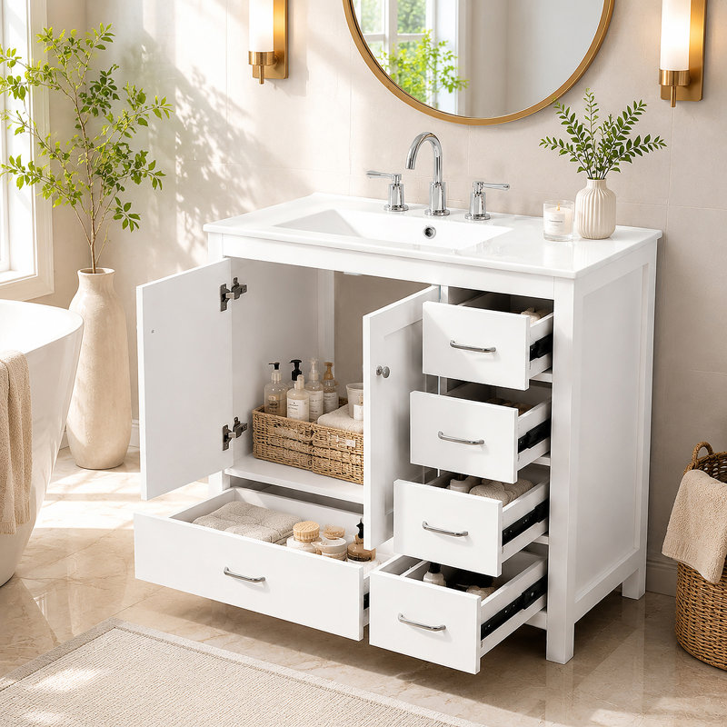 Bathroom Cabinet, Blanc