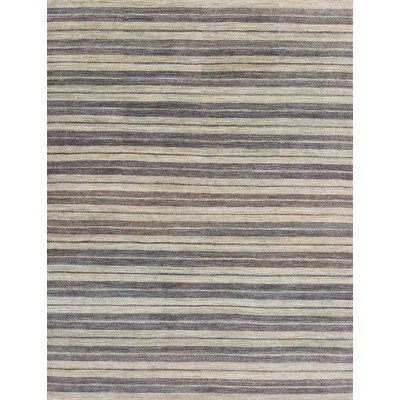 Textures Hand Knotted Wool Striped Area Rug