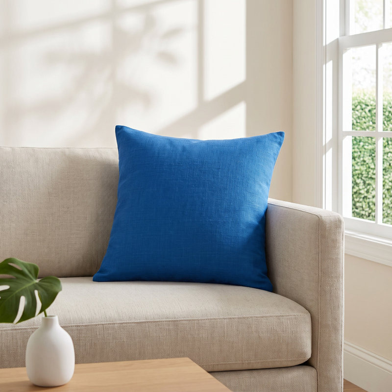 Natalia Cotton Throw Pillow, Pillow Cover Only - No Insert, Blue