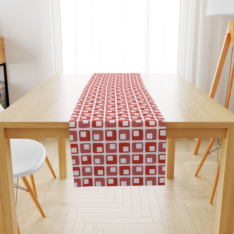 Helder Geometric Table Runner, 72" L x 16" D, Red