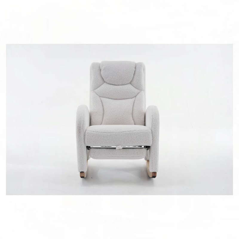 Chaise berçante rembourrée en tissu Teddy, Ivoire ivoire