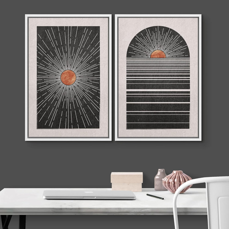 Sun And Moon 2 - Pieces, White, 36" H x 48" W