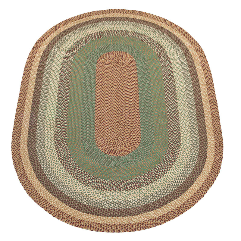 Tapis tressé ovale en babeurre / canneberge Earth Earth, 27 po x 45 po