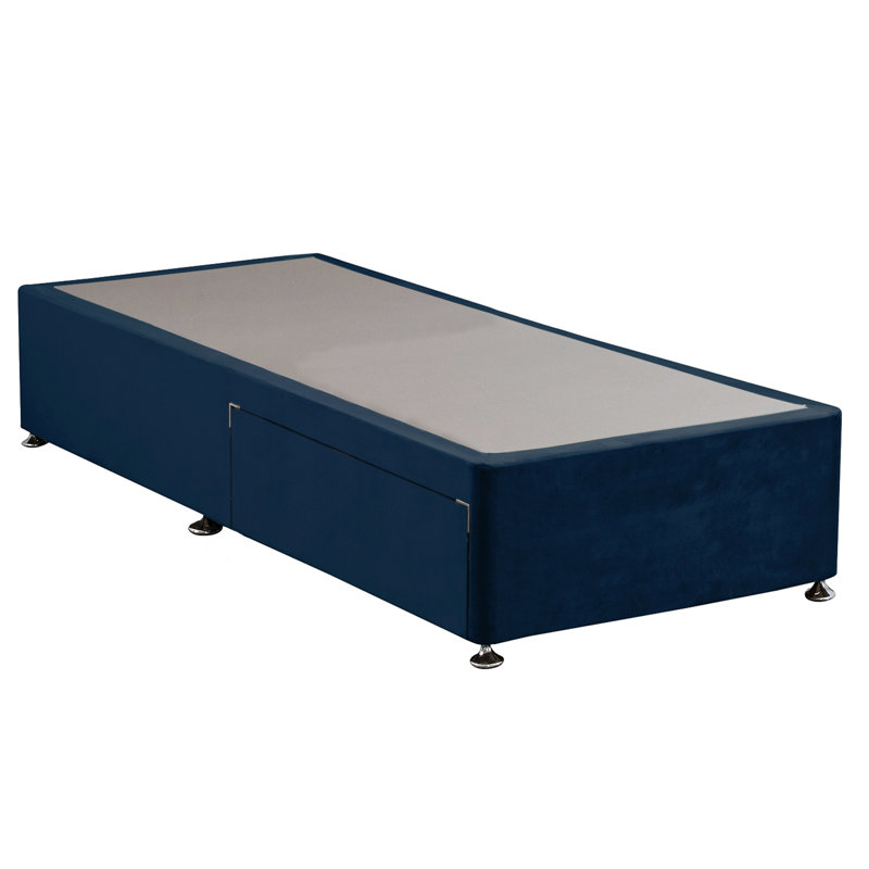 Riviere Divan Bed Base, 2 Drawer Divan Base, Single (3'), Plush Navy