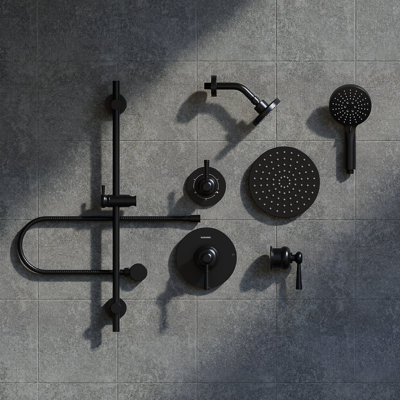 Système de douche à pluie double à 3 fonctions avec barre coulissante réglable à 3 modes