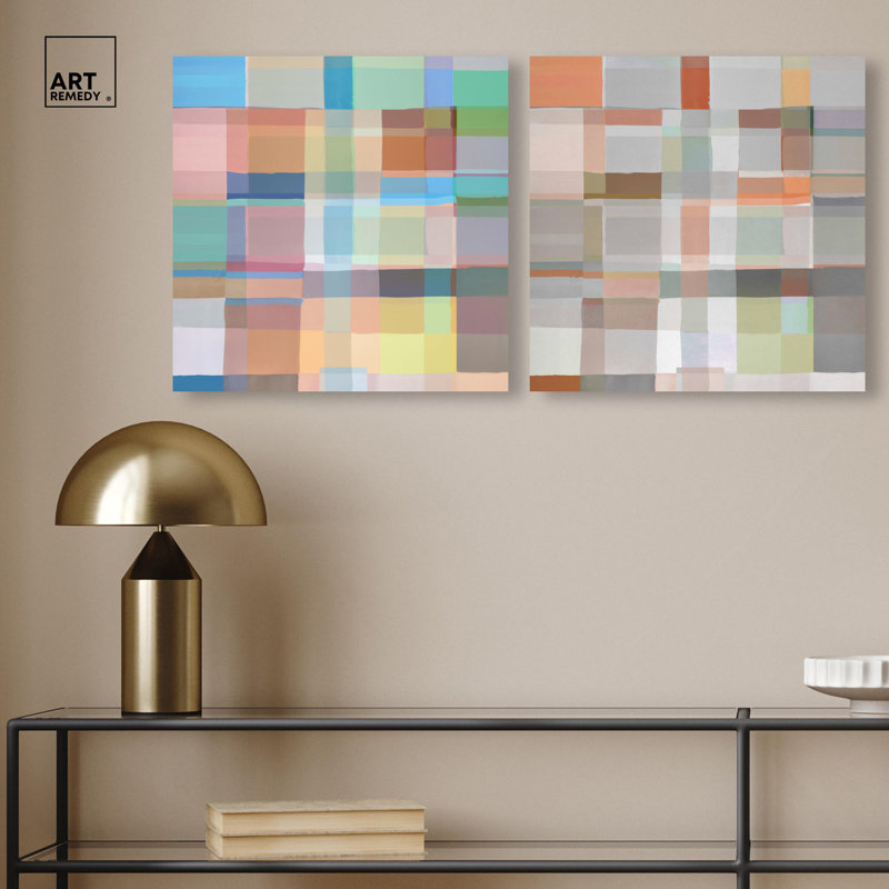 «Neutral Luxe Living», ensemble d'art abstrait pastel sur toile par Art Remedy, Toile tendue avec châssis, H 30 po x l 30 po