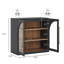 Ensemble de 2 armoires modulaires Ranlo avec portes en verre à double arc - ébène-133629854