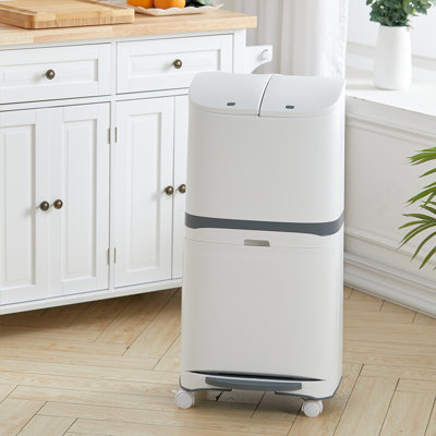 Ammon Plastic Step On Multi-Compartment Rubbish & Recycling Bin - 48L