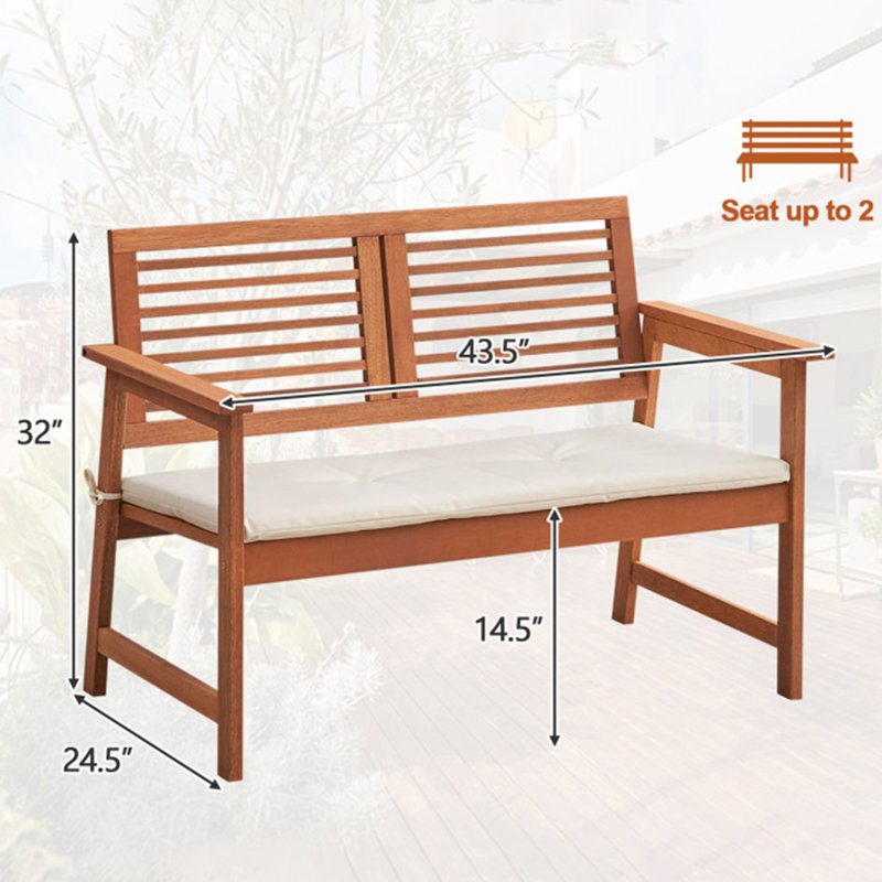 Evalyne Solid Wood Outdoor Bench