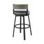 Tabouret de bar rotatif à hauteur de comptoir en aluminium et osier avec coussins gris Rikard-845097819