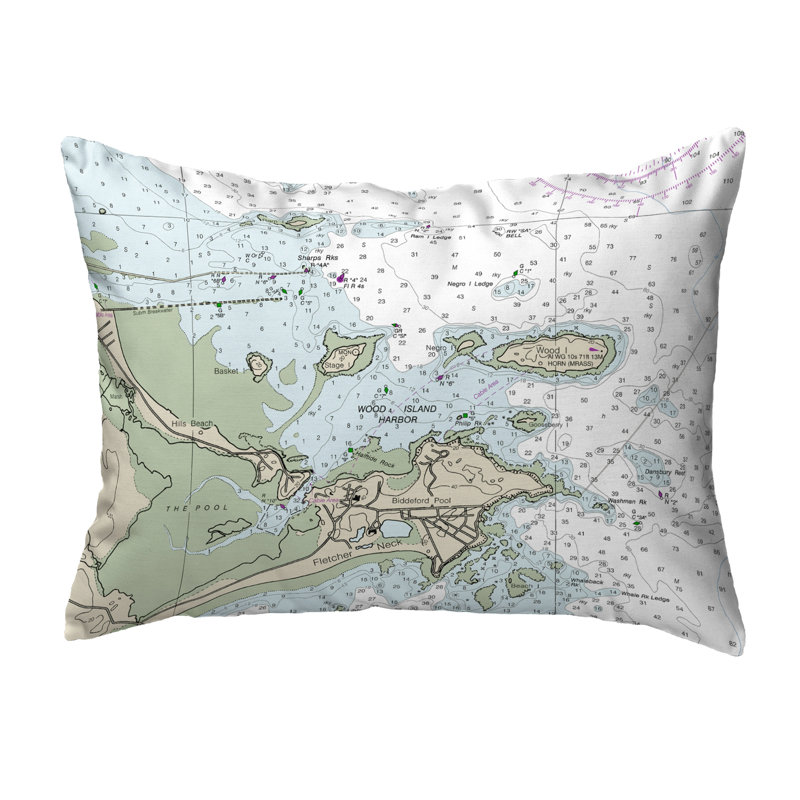 Nautical Map Outdoor Reversible Throw Pillow