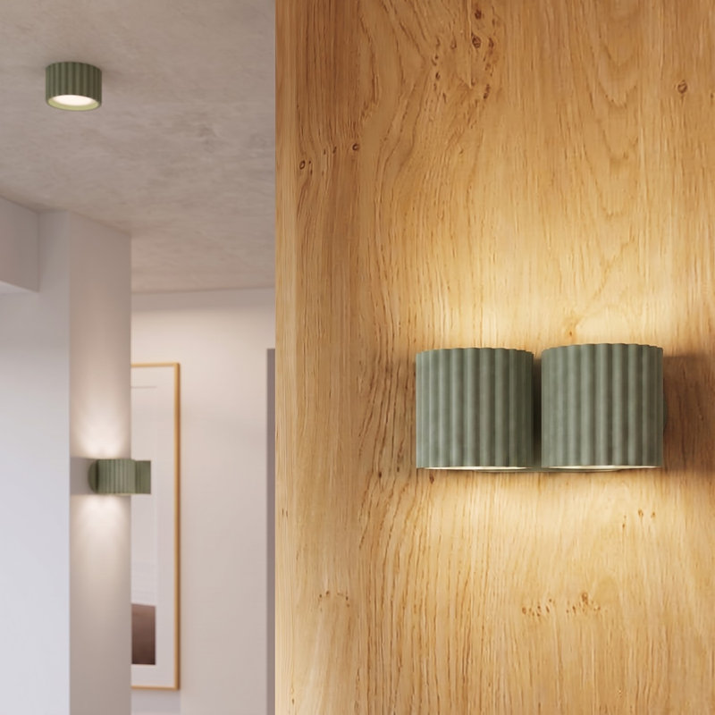 Aura Aluminium Flush Mounted Sconce, 21x12x10 cm, Olive Green, 2 Lights