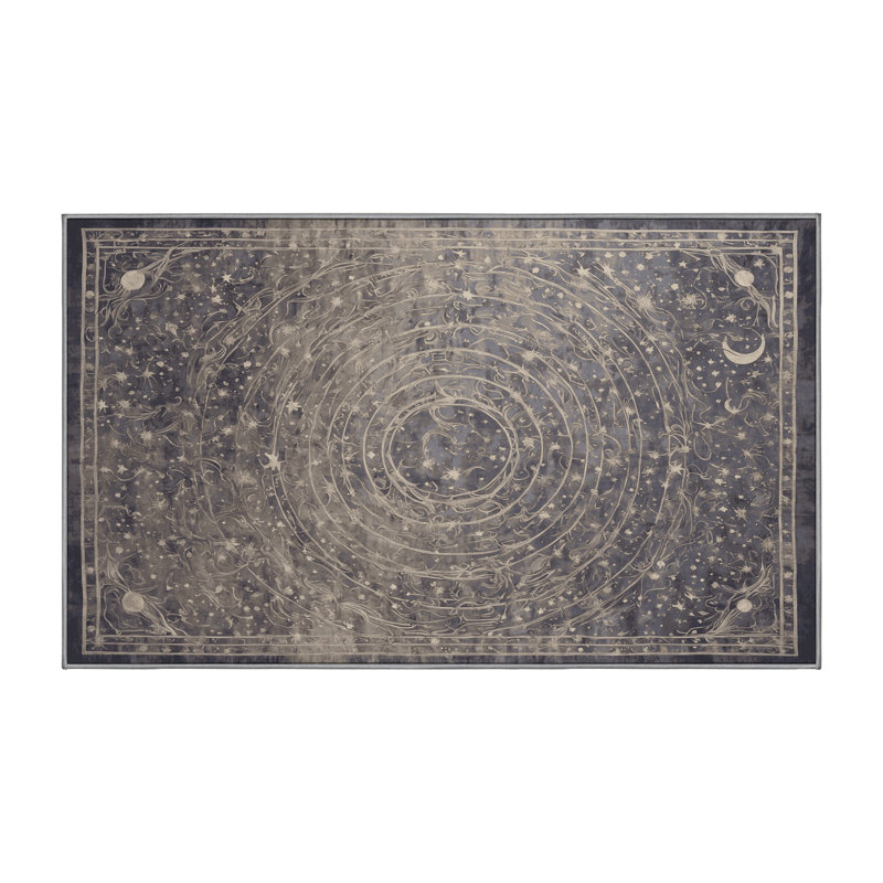 Machine Washable Gray Area Rug, Rectangle 7' x 9'