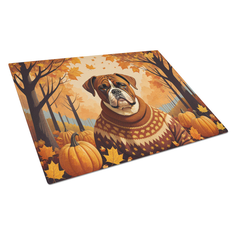 Boxer Fall Glass Cutting Board Large