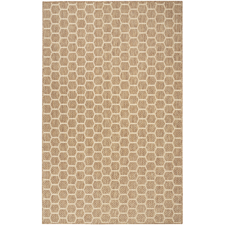 Koebe Geometric Reversible Indoor / Outdoor Area Rug in Tan