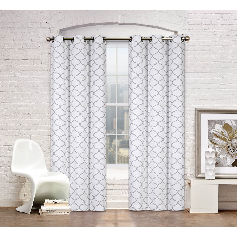 Pyne Cotton Blend Room Darkening Curtain Pair, Gray