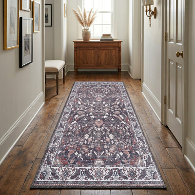 Zehorit Machine Washable Vintage Area Rug For Living Room, Hallway Runner, Entryway Rug