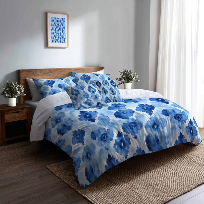 Ensemble de housse de couette et coussin décoratif Beach Blue Ikat, Housse de couette grand + 4 pièces supplémentair