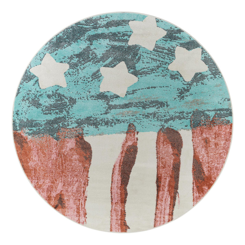 Unique Loom Americana Whimsy Kids Rug, Round 7'10"