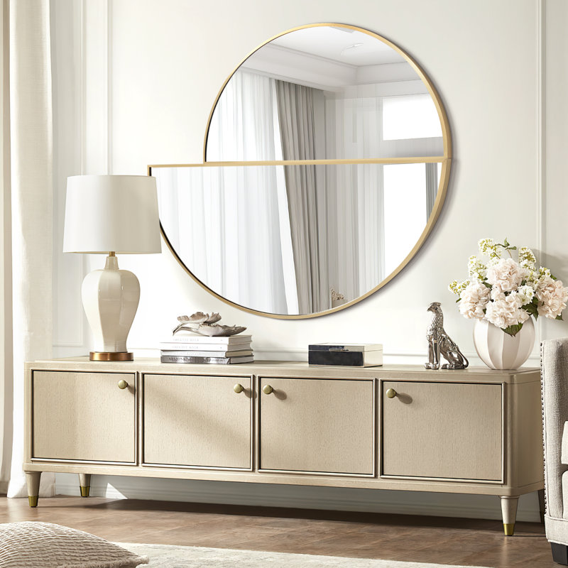 Half Circle Metal Wall Mirror Set (Set Of 2), Gold