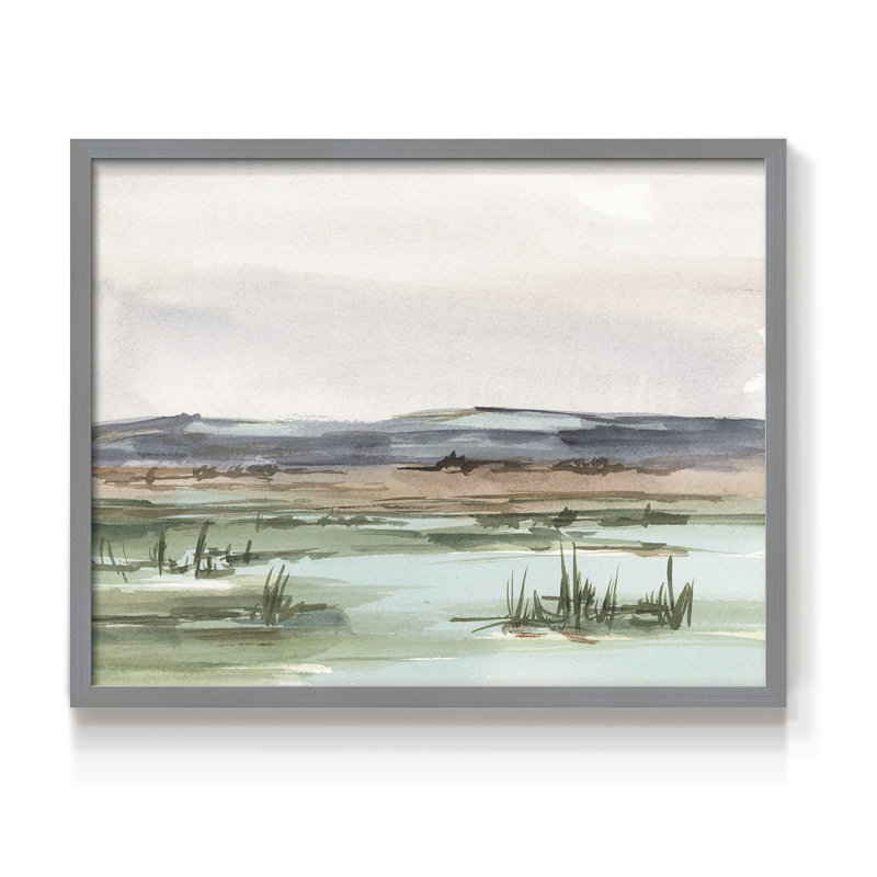 Serene Mountain View II - reproduction encadrée - réarmable, H 16 po x l 20 po, Gris