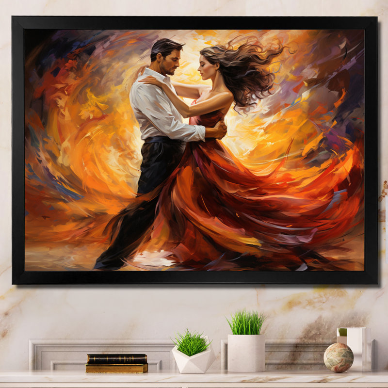 Soulful Dancing II - Dance Wall Art, Black Single Picture Framed, 16" H x 32" W x 1" D