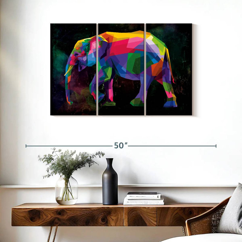 Brampt Geometric Color Elephant, 24" H x 38" W