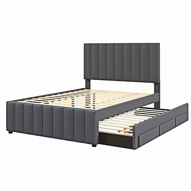 Lit tapissier Platm, gris