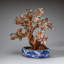 Genuine Multi Gemstone Bonsai Tree in Oval Porcelain Pot (14")