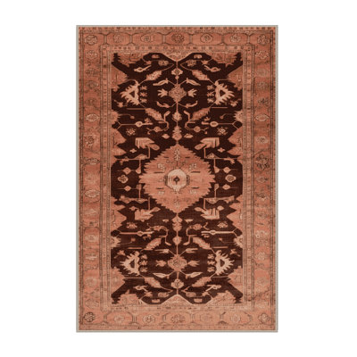Machine Washable Overdyed Brown Area Rug